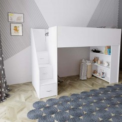 Cubby House Bunk Bed With Open Shelves and Easy Climb Steps